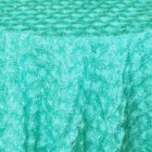 Rental Table Linen Round Satin Rosette Tablecloth - Tiffany Blue - Aqua