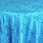 Rental Table Linen Houston Round Ribbon Taffeta Tablecloth - Turquoise