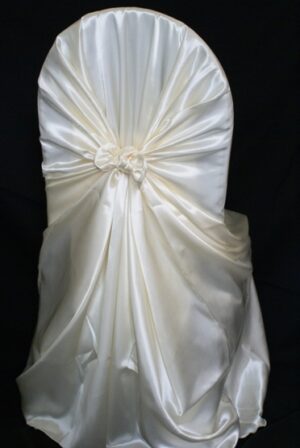 Rental Chair Cover Satin Universal Self Tie - Ivory